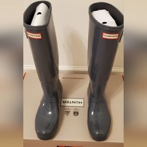 Hunter Original tall boots, glossy graphite